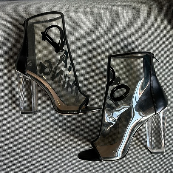 Aldo Gabbi clear, see-through open toe booties high heel boots - Picture 5 of 11